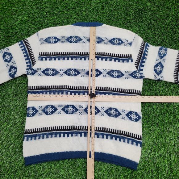 Vintage 80s Native-American Zip Sweater S/M 20x24 Tribal - Picture 5 of 10